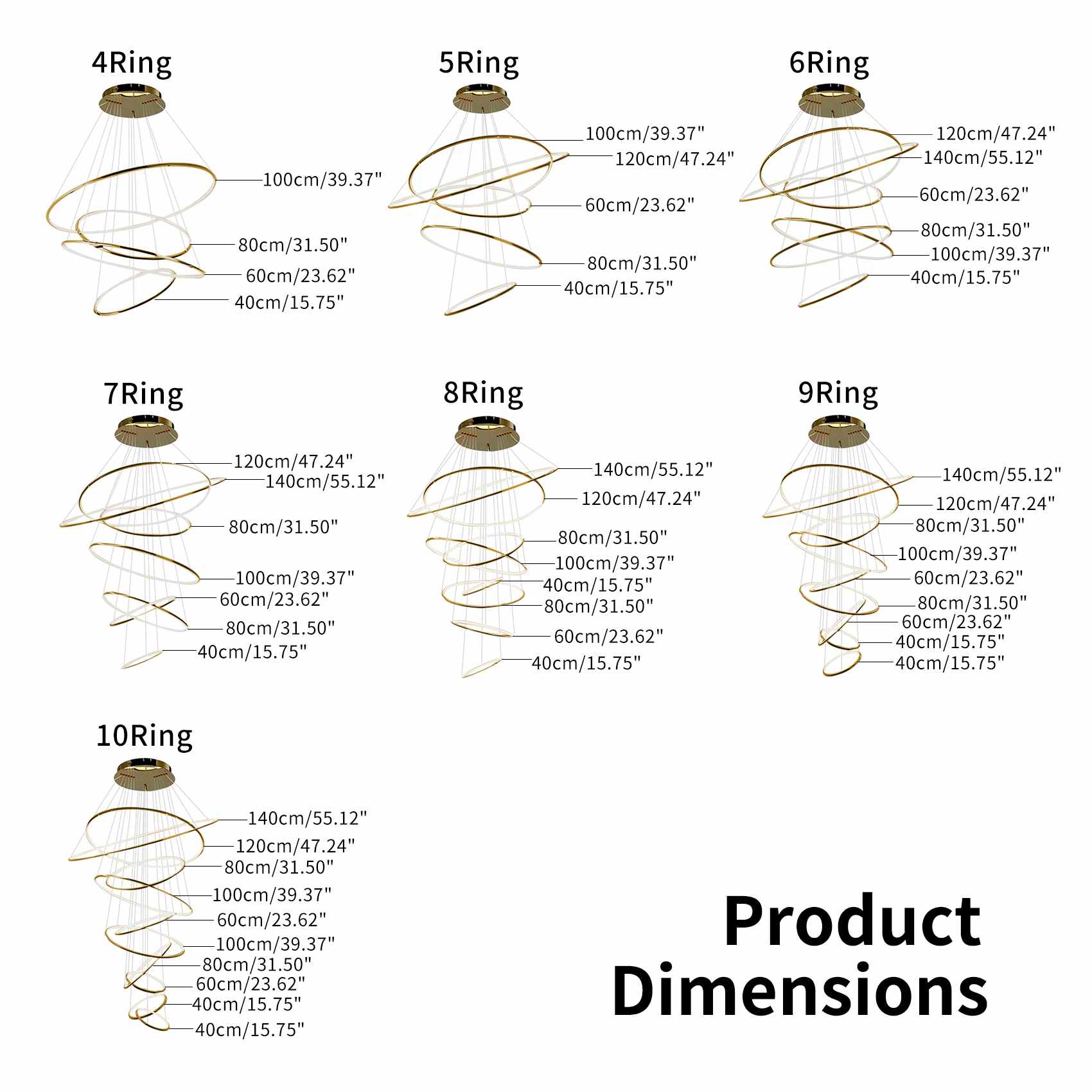 Large Tiered Ring Foyer Chandelier