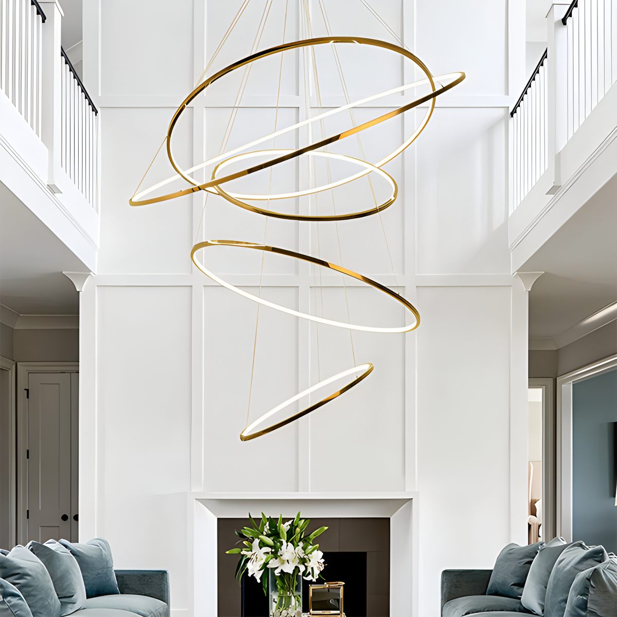 Large Tiered Ring Foyer Chandelier