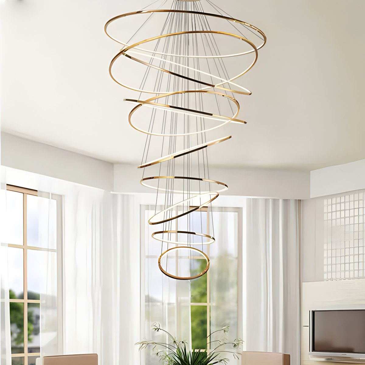Large Tiered Ring Foyer Chandelier