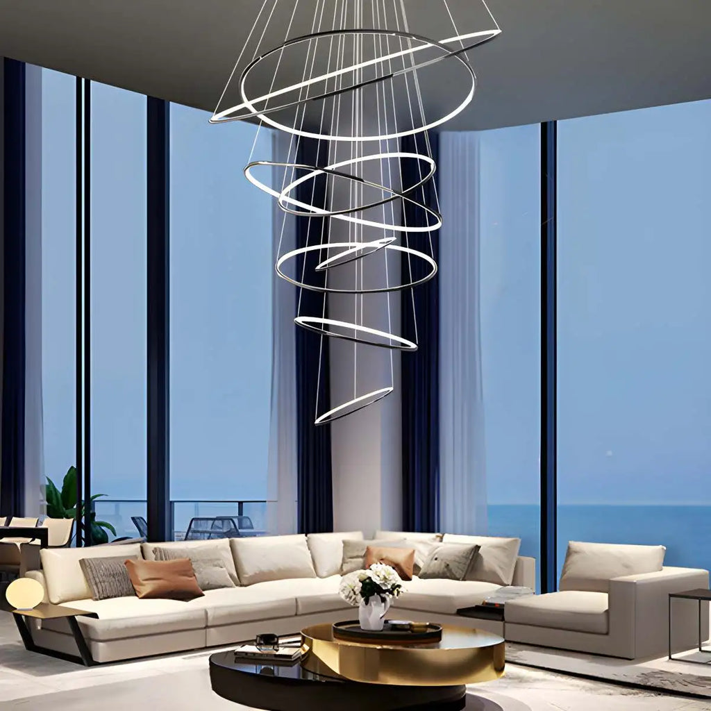 Large Tiered Ring Foyer Chandelier