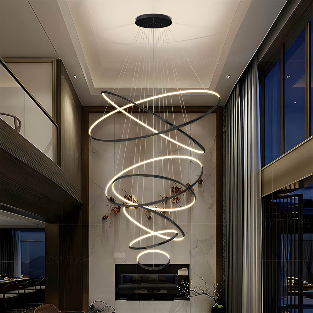 Large Tiered Ring Foyer Chandelier