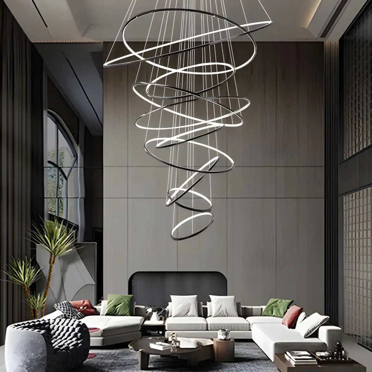 Large Tiered Ring Foyer Chandelier