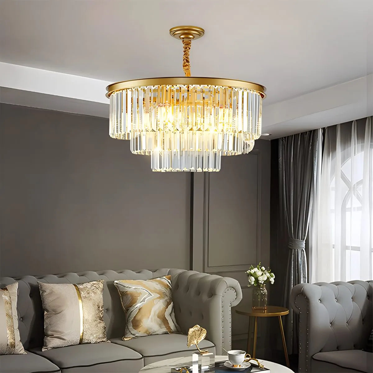 Light Luxury Crystal Chandelier for Living Room
