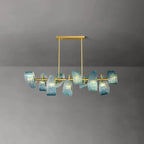 Peacock Blue Art Glass Chandelier for Dining Room