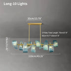 Peacock Blue Art Glass Chandelier for Dining Room