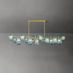 Peacock Blue Art Glass Chandelier for Dining Room