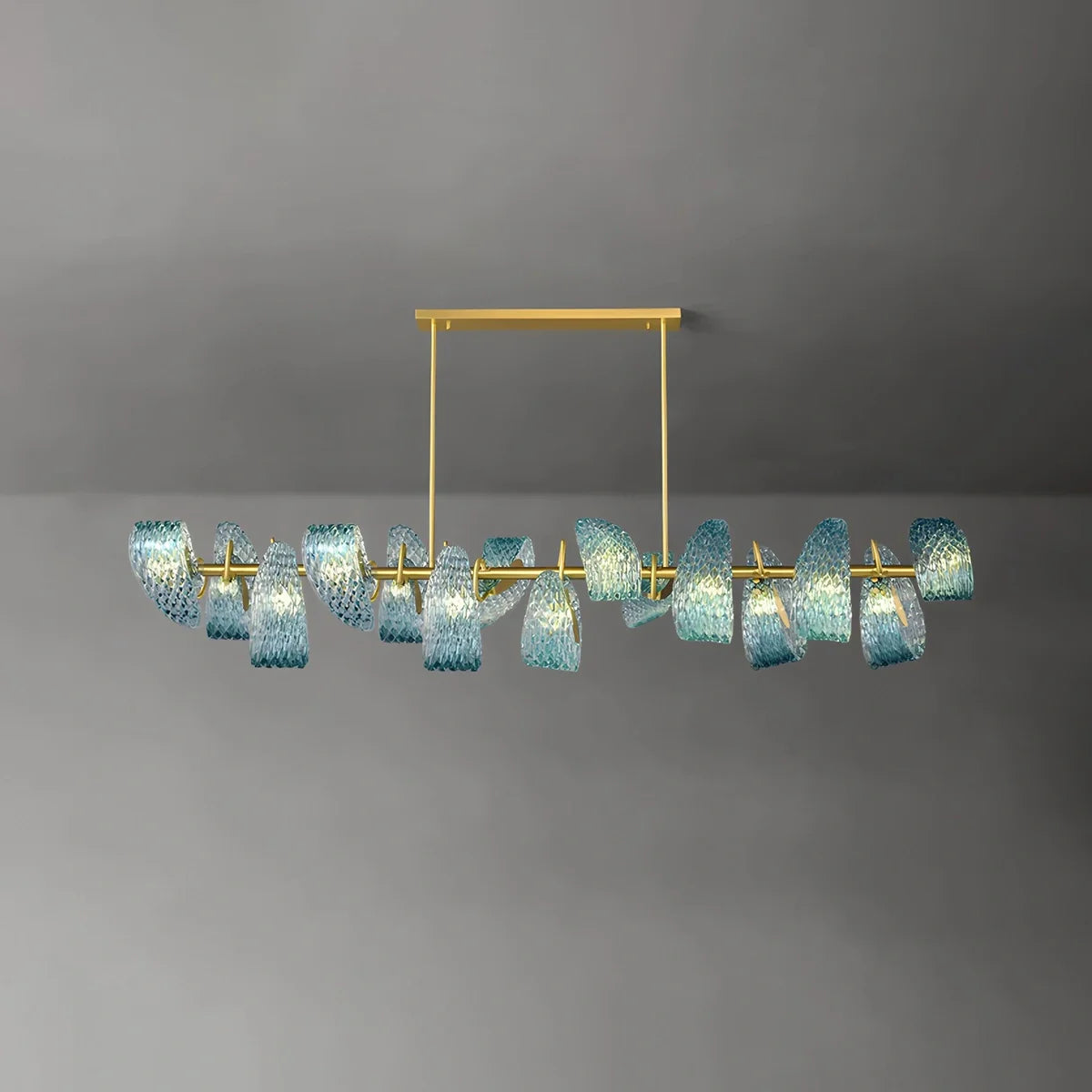 Peacock Blue Art Glass Chandelier for Dining Room