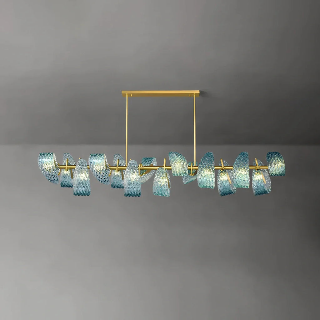 Peacock Blue Art Glass Chandelier for Dining Room