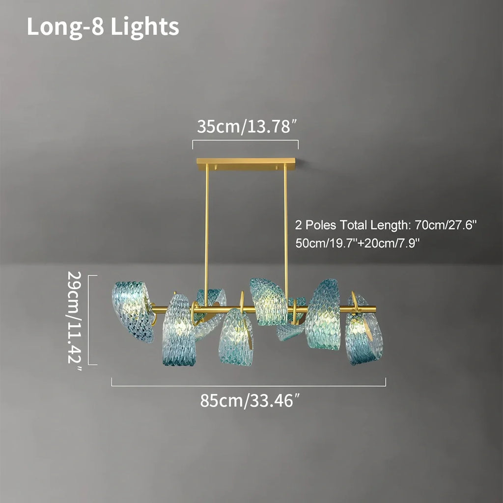 Peacock Blue Art Glass Chandelier for Dining Room