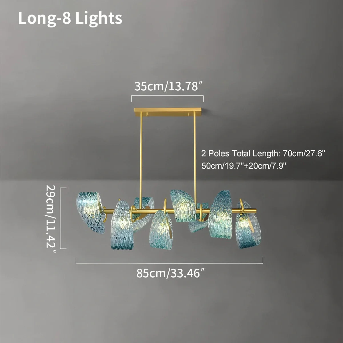 Peacock Blue Art Glass Chandelier for Dining Room