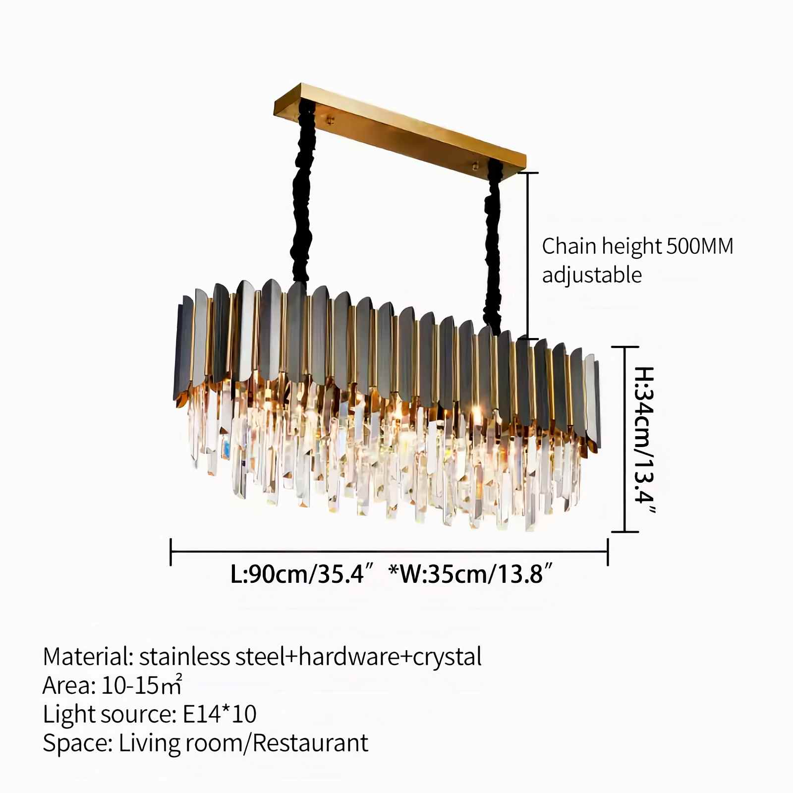 Modern Black Gold Luxury Crystal Chandelier