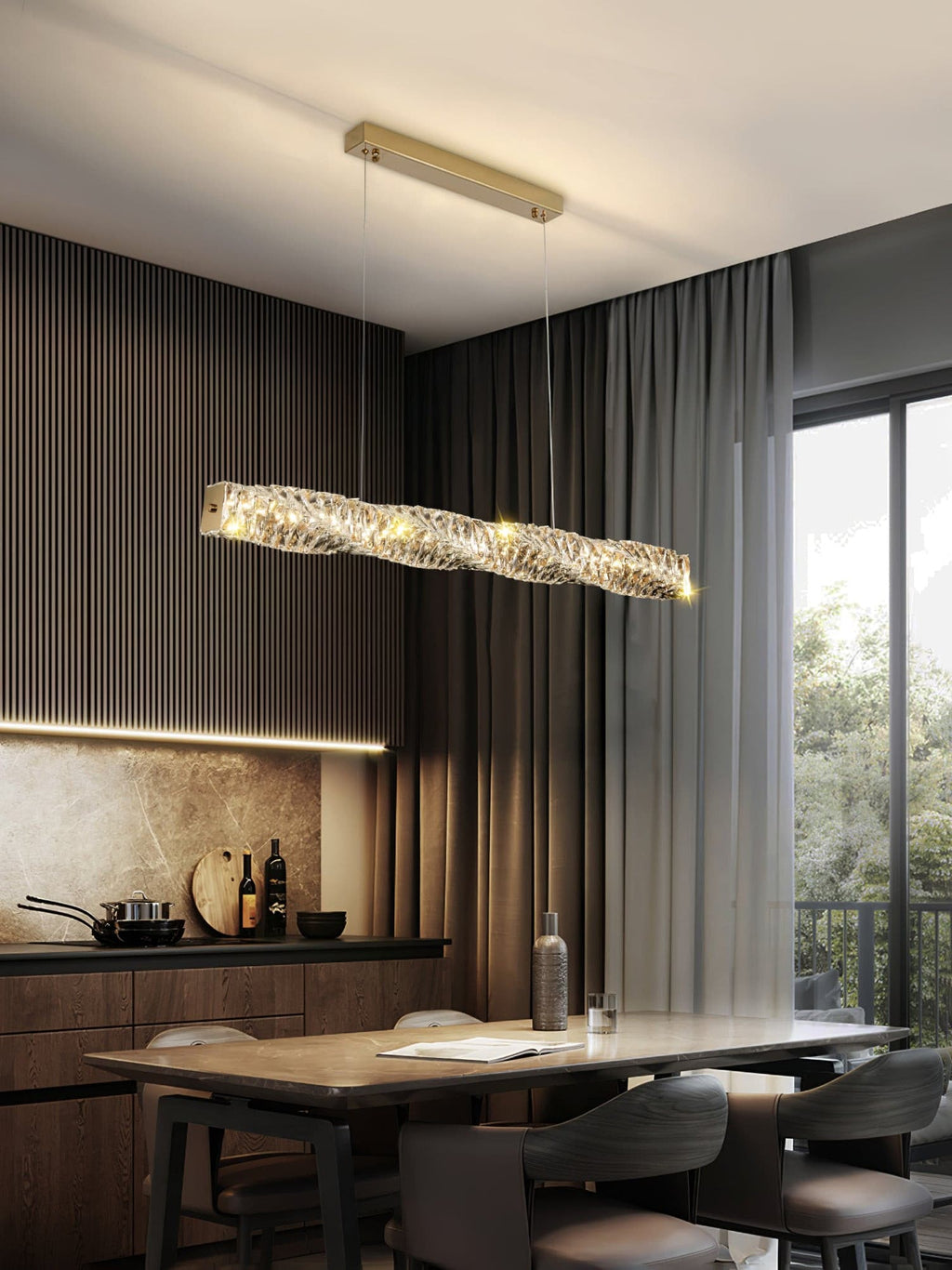 Long Crystal Pendant Lamp