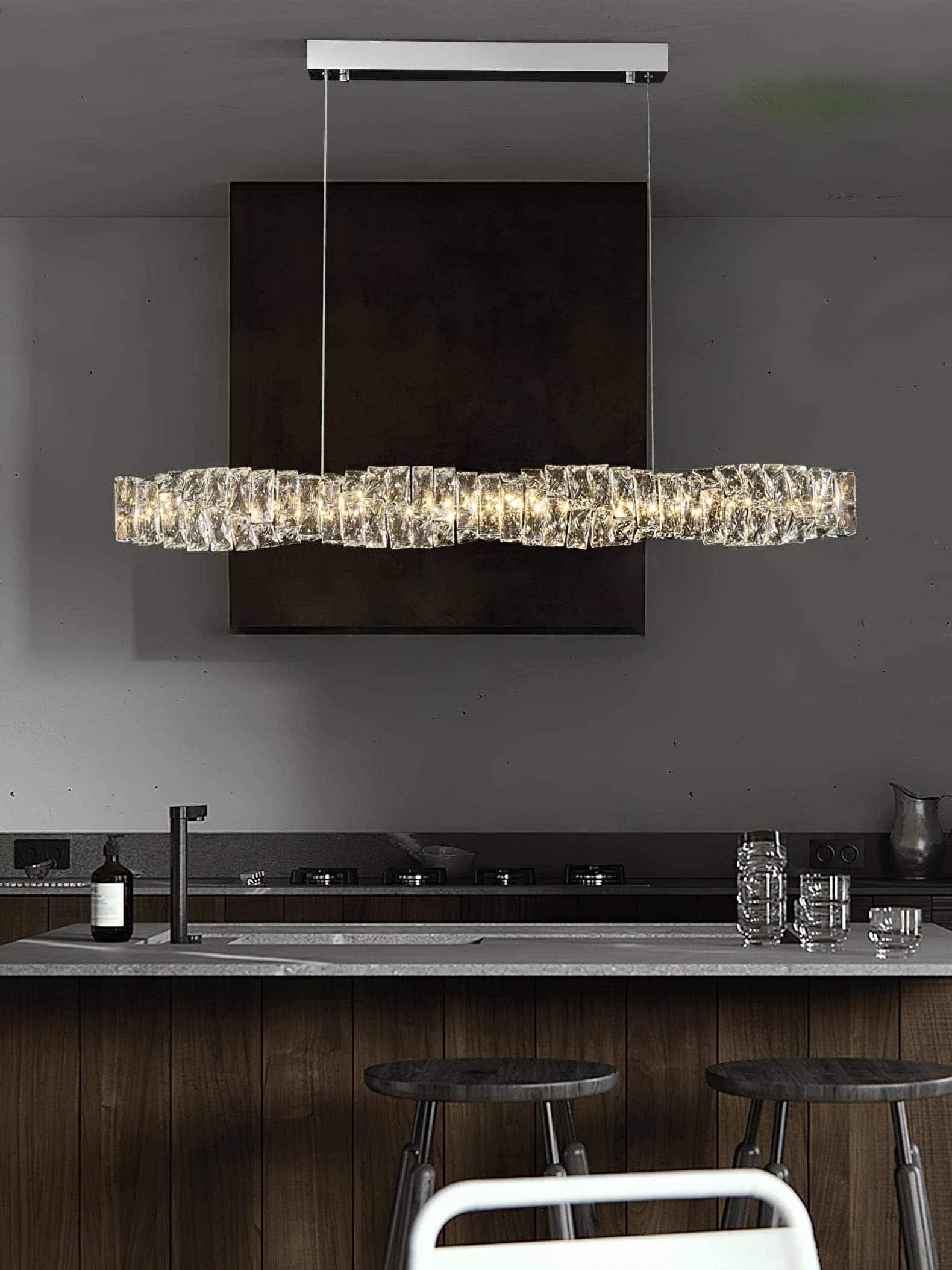 Long Crystal Pendant Lamp