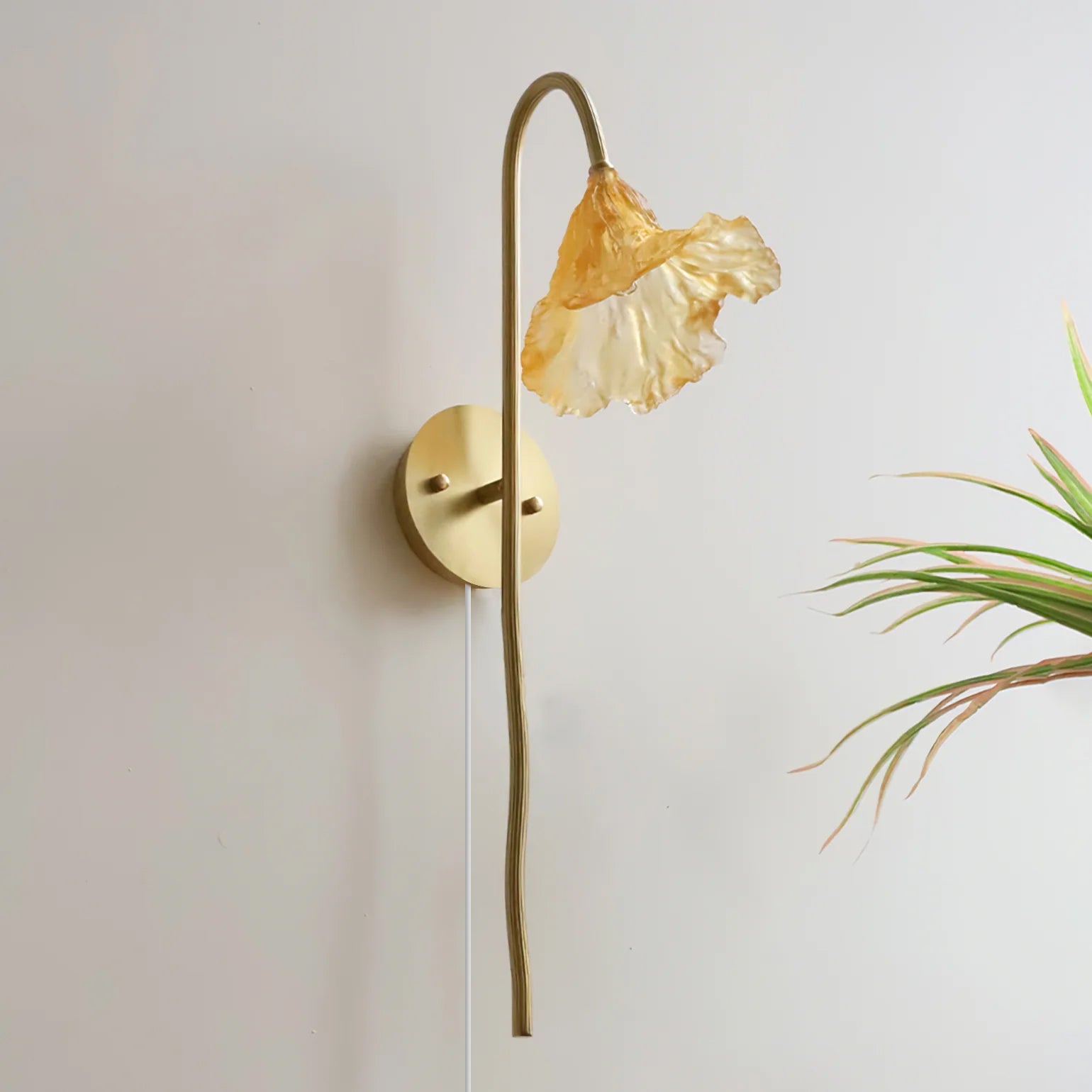 Lotus Amber Plug In Wall Lamp
