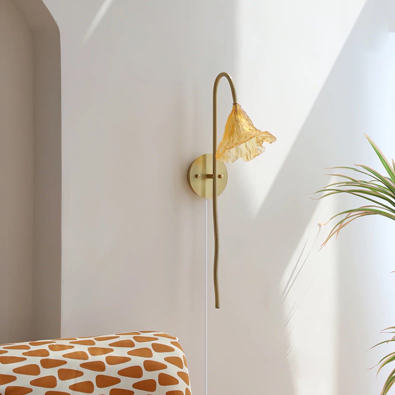 Lotus Amber Plug In Wall Lamp