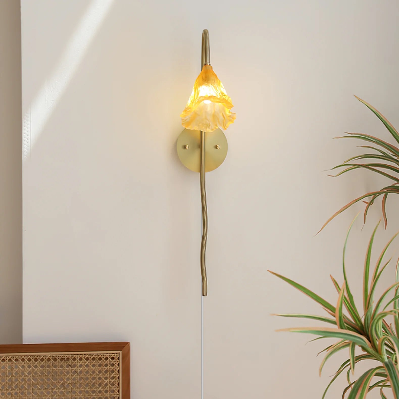 Lotus Amber Plug In Wall Lamp