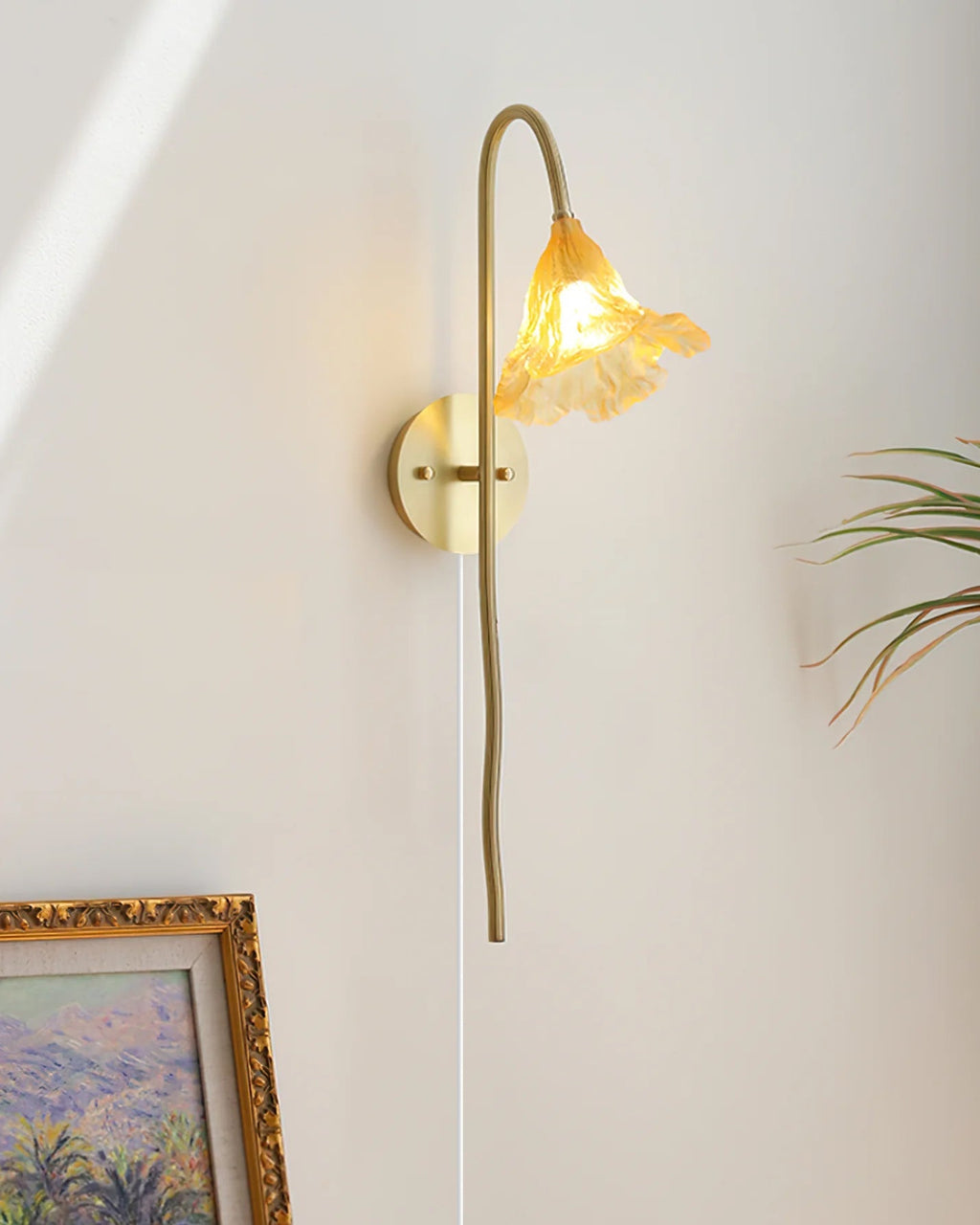 Lotus Amber Plug In Wall Lamp