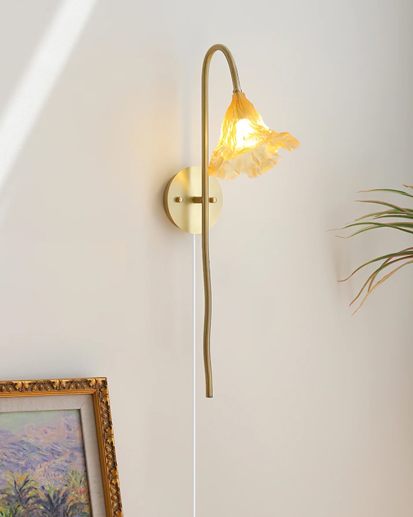 Lotus Amber Plug In Wall Lamp