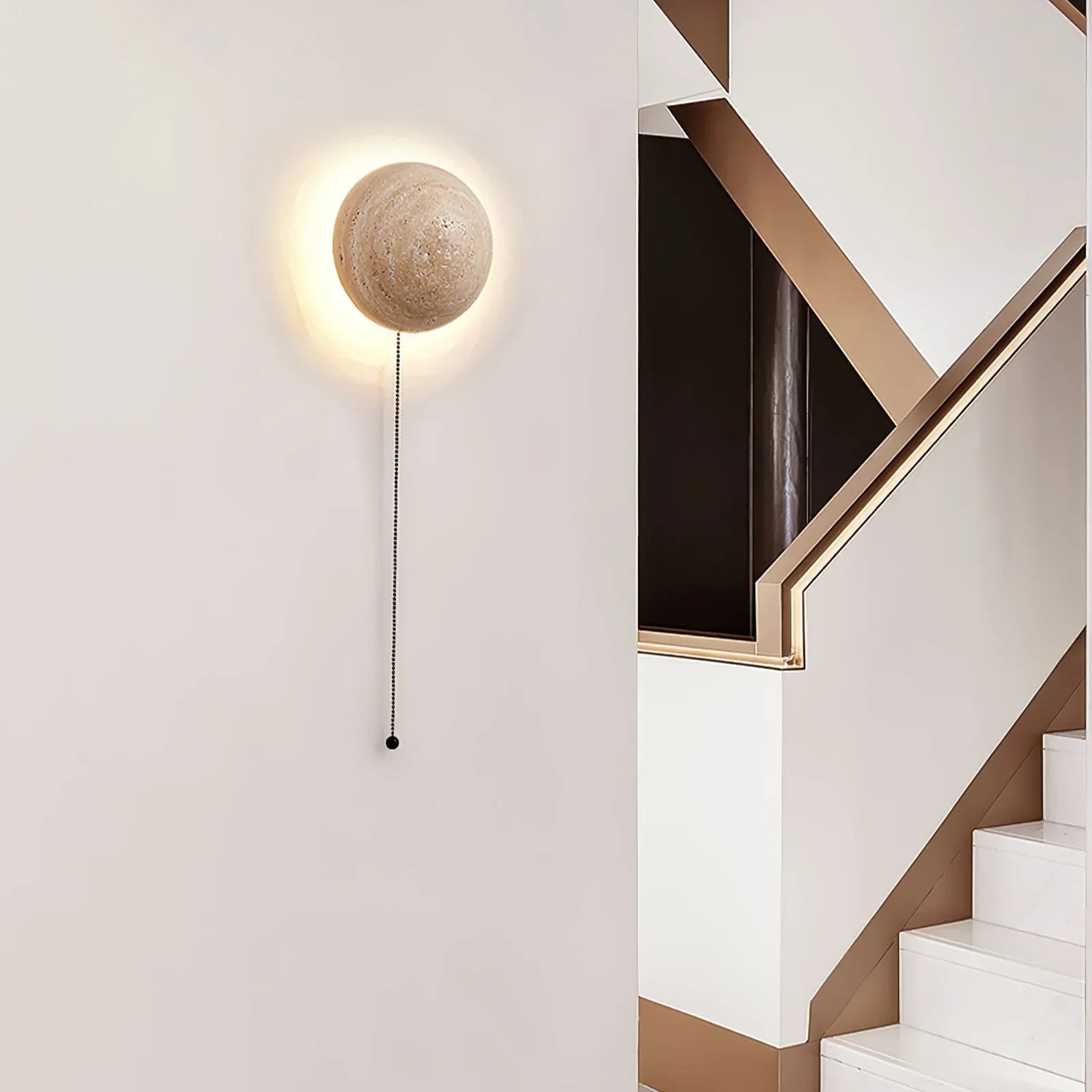 Luna Round Travertine Wall Light