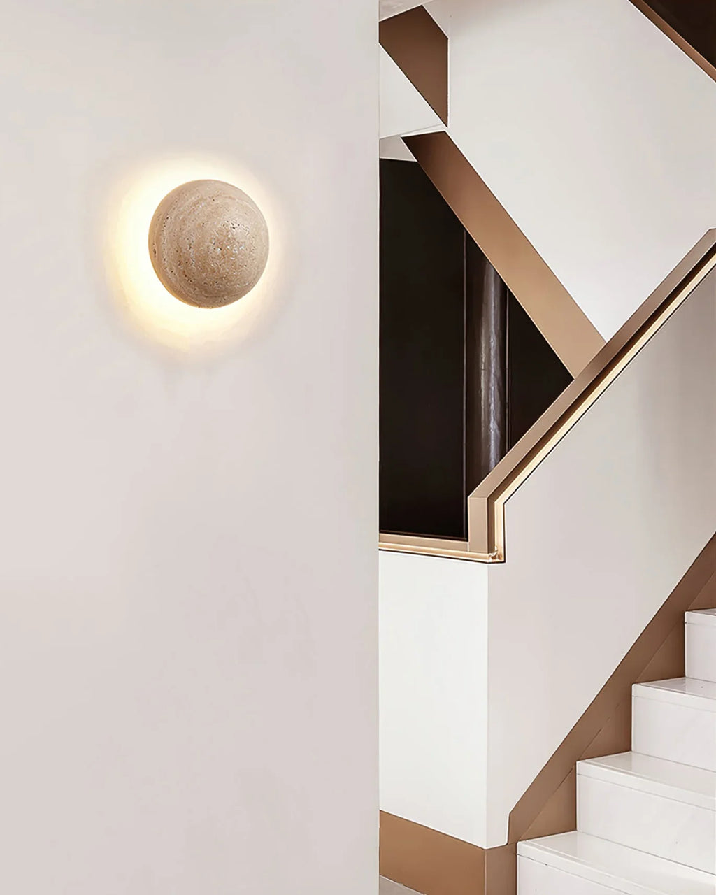 Luna Round Travertine Wall Light