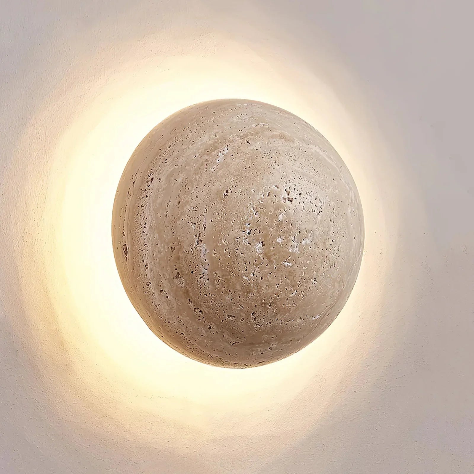 Luna Round Travertine Wall Light