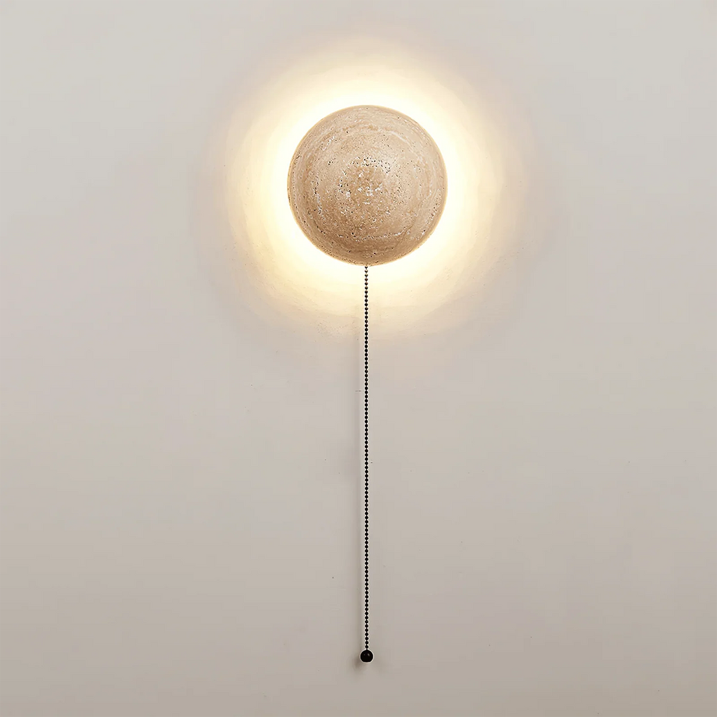 Luna Round Travertine Wall Light