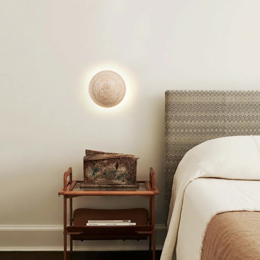 Luna Round Travertine Wall Light