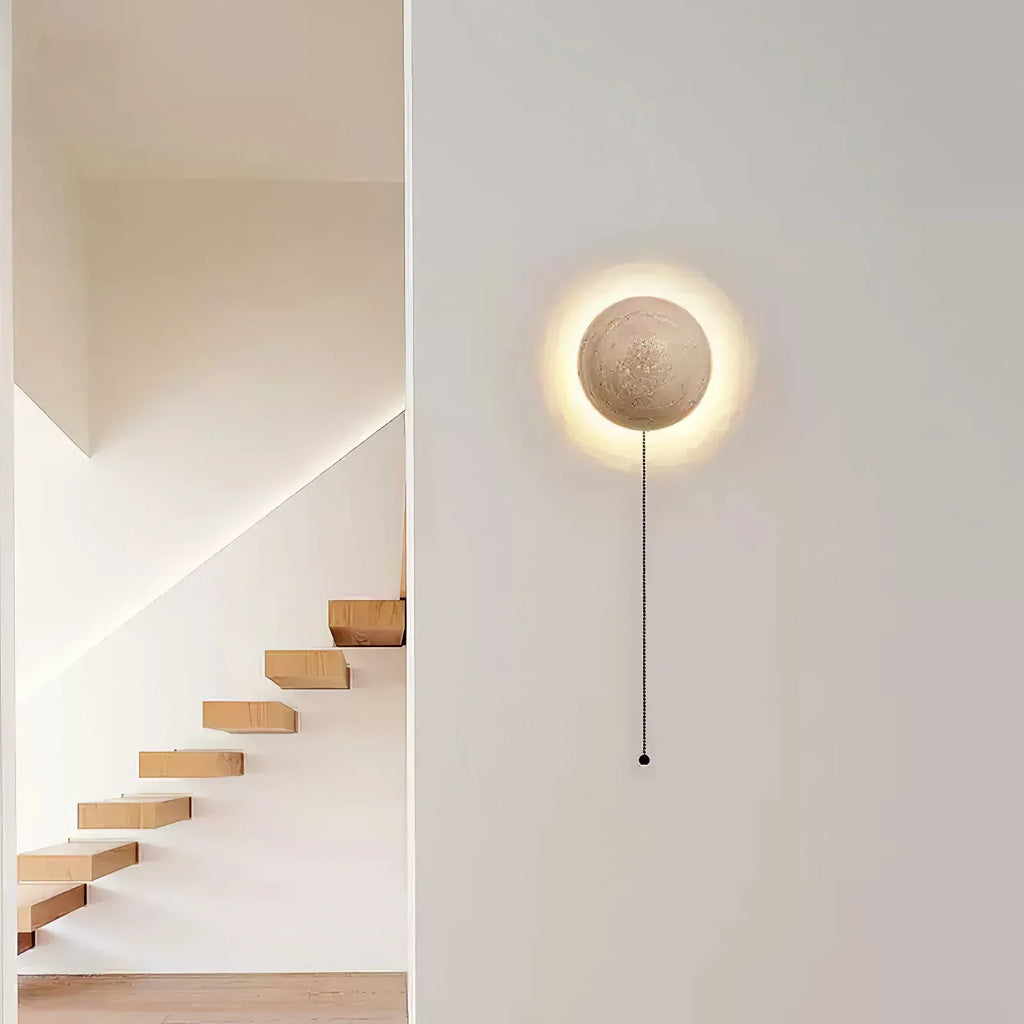 Luna Round Travertine Wall Light