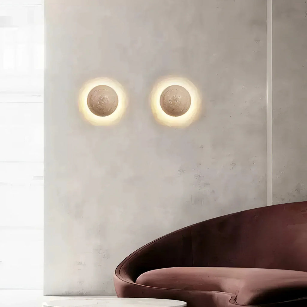 Luna Round Travertine Wall Light