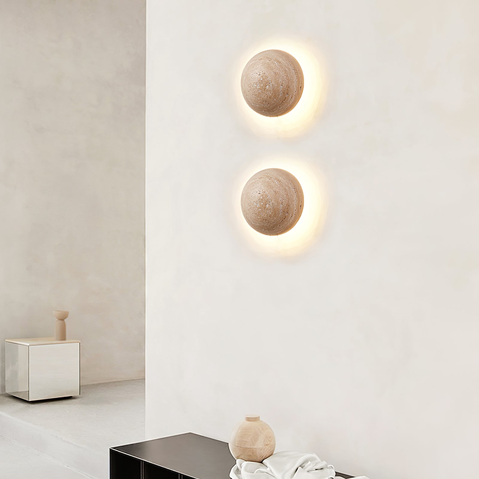 Luna Travertine Wall Light