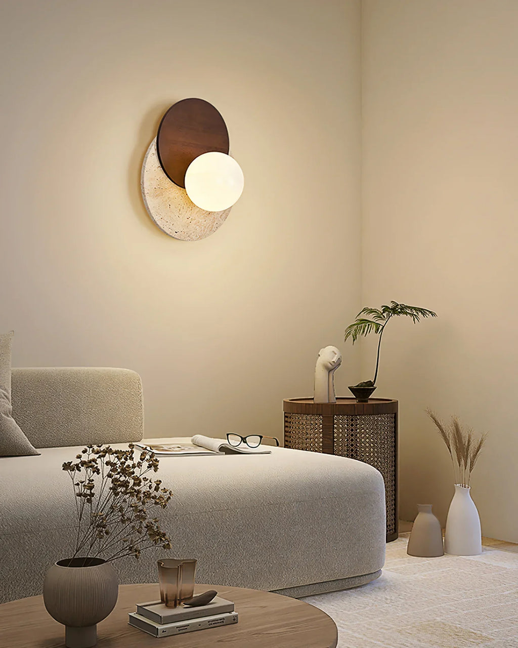 Lunar Eclipse Travertine Wall Lamp