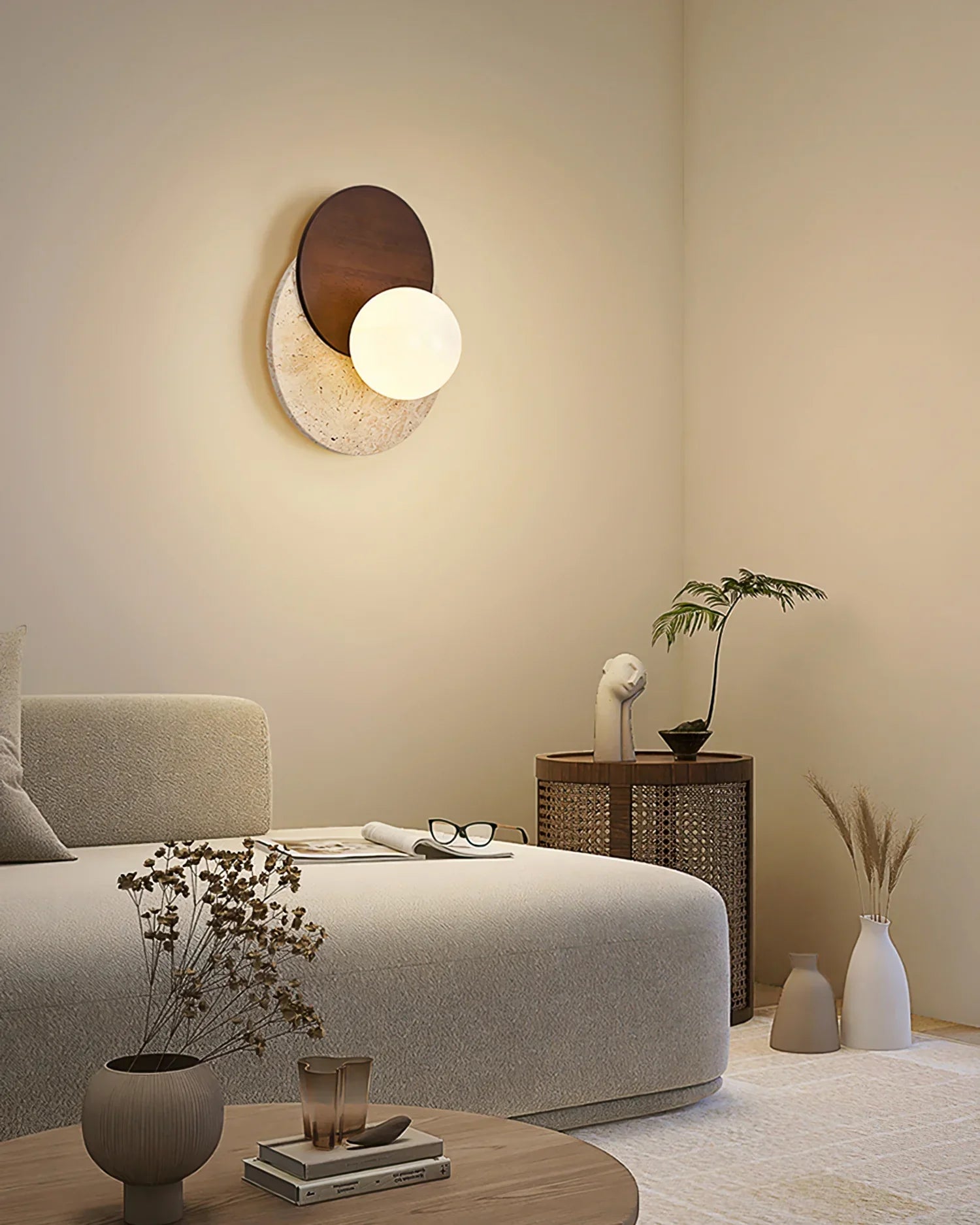 Lunar Eclipse Travertine Wall Lamp