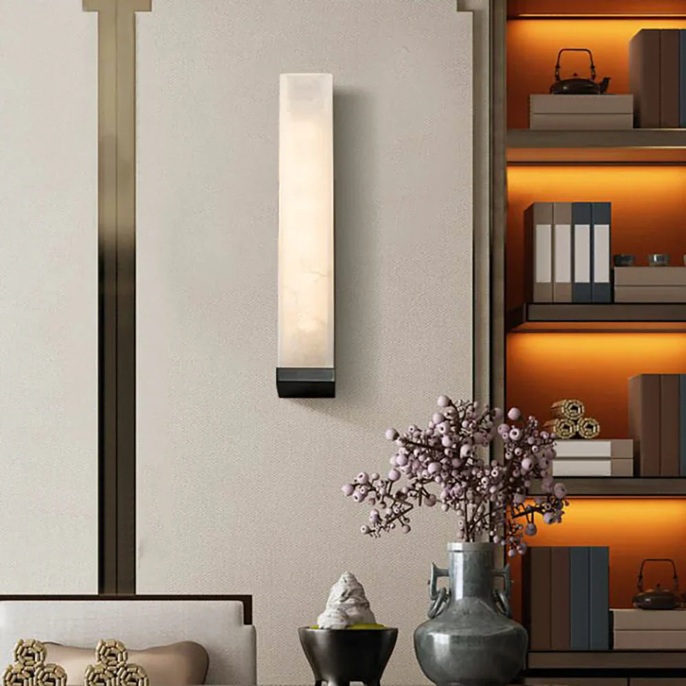 Luxurious Rectangle Alabaster Wall Lamp
