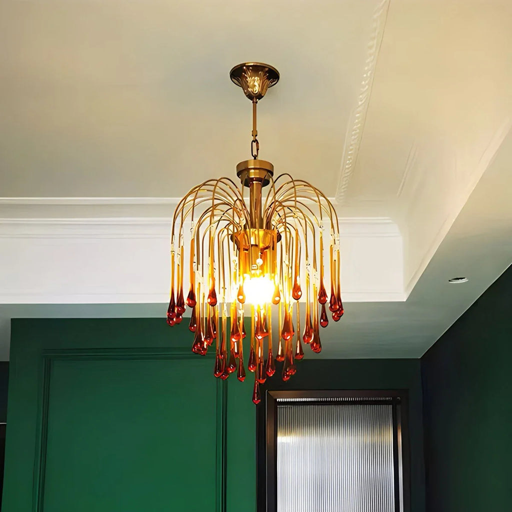 French Retro Water Drop Glass Chandelier