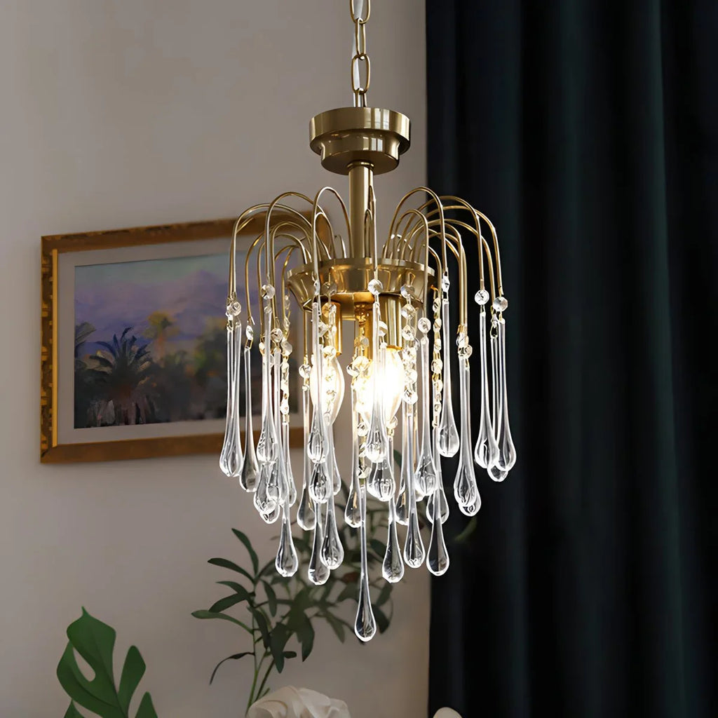 French Retro Water Drop Glass Chandelier