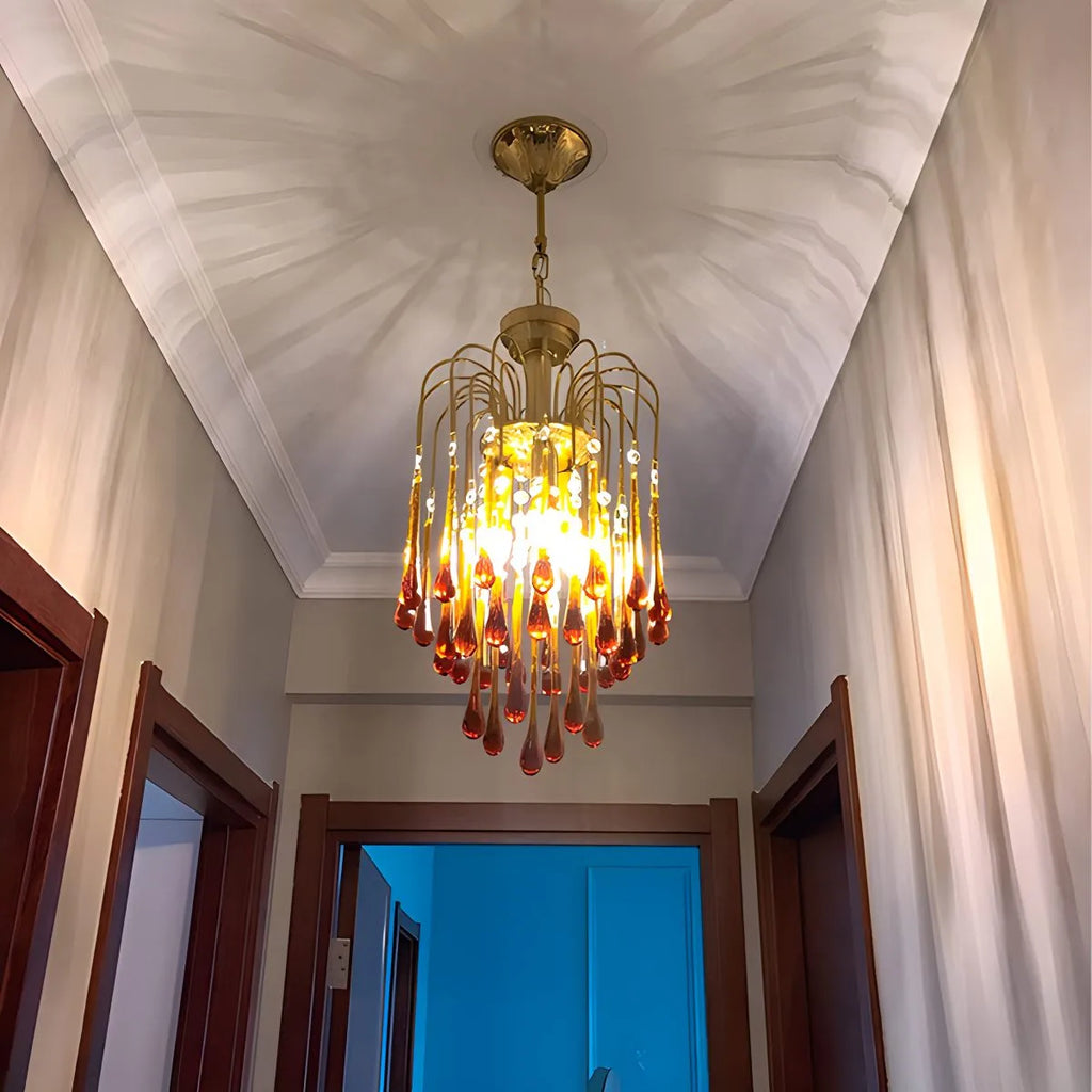 French Retro Water Drop Glass Chandelier