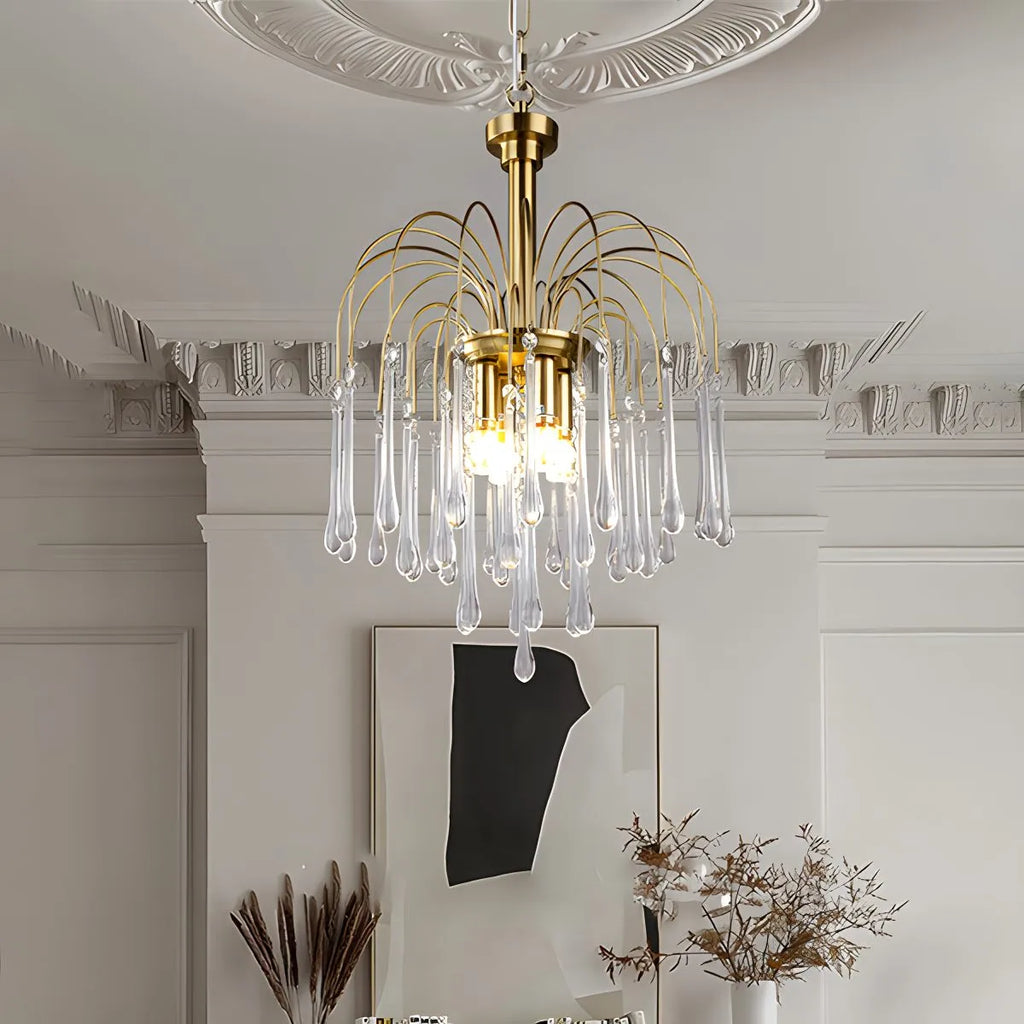 French Retro Water Drop Glass Chandelier
