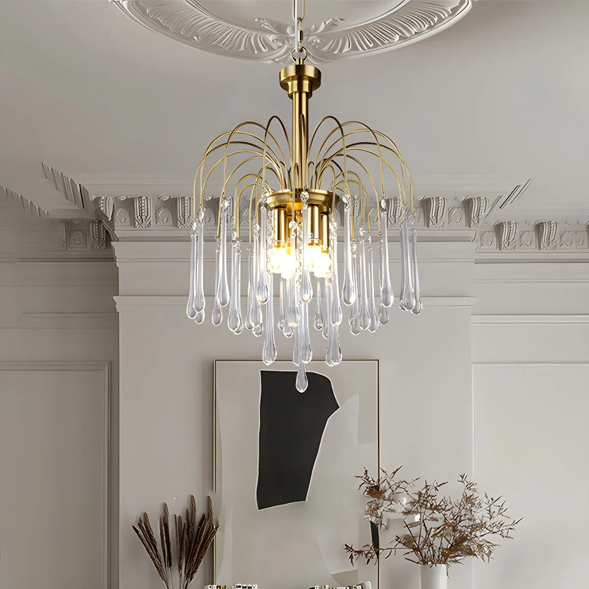 French Retro Water Drop Glass Chandelier