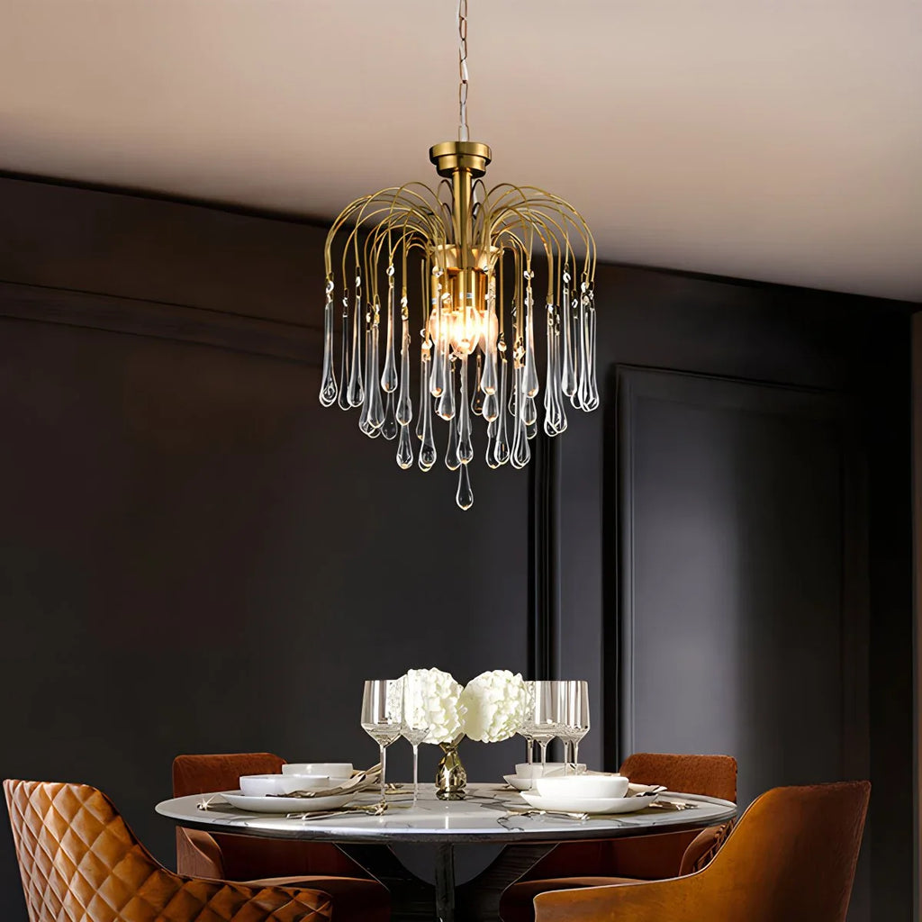 French Retro Water Drop Glass Chandelier