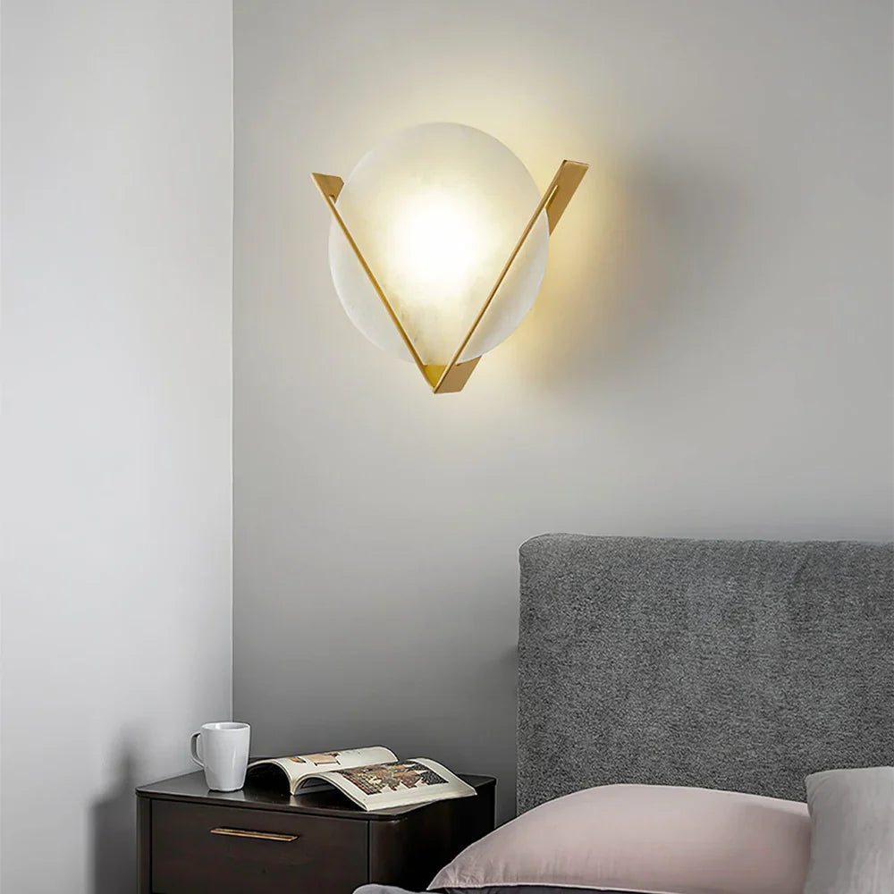 Alabaster Round Victory V Wall Lamp