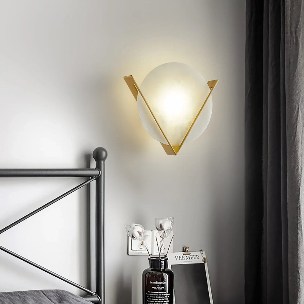 Alabaster Round Victory V Wall Lamp