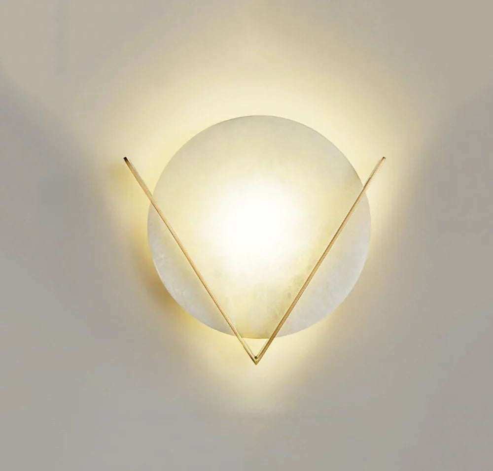 Alabaster Round Victory V Wall Lamp