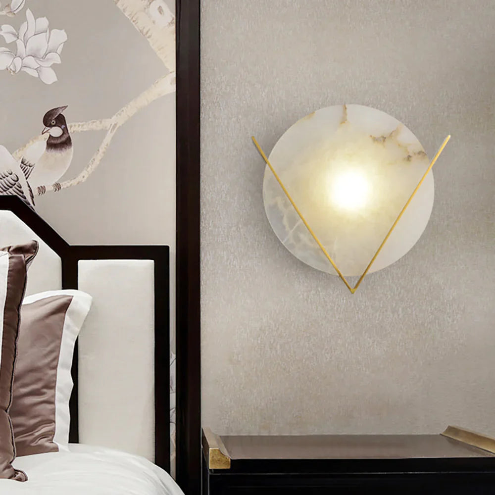 Alabaster Round Victory V Wall Lamp