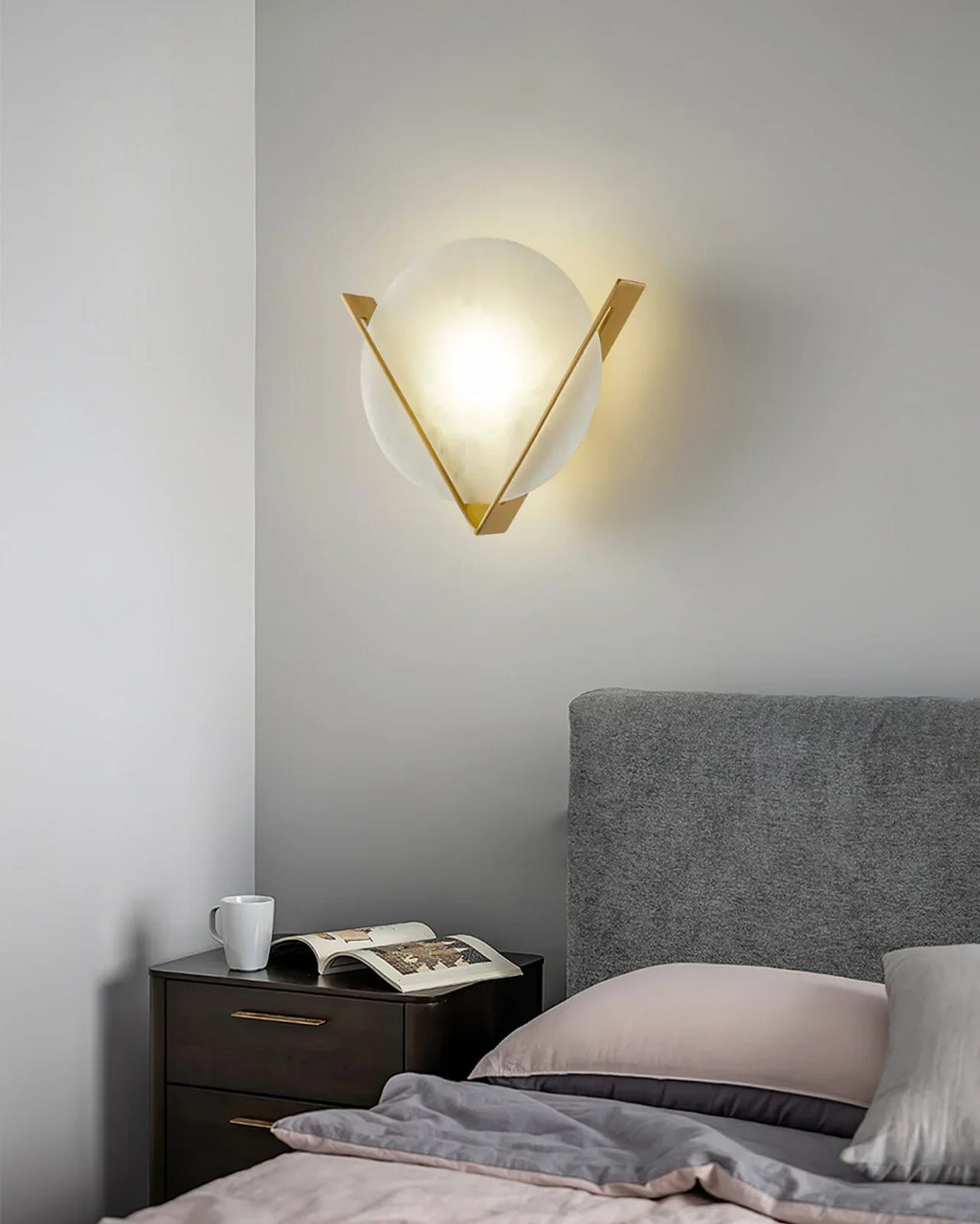 Alabaster Round Victory V Wall Lamp