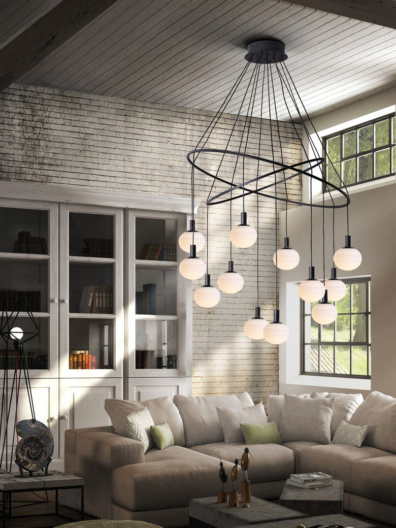 Milky White Glass Ball Pendant Light
