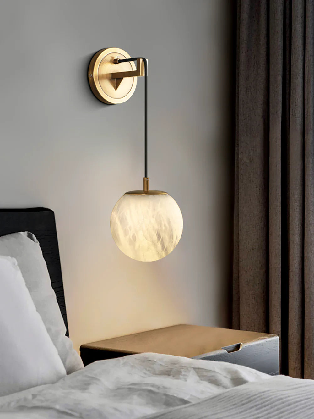 Minimalist Spherical Alabaster Wall Lamp