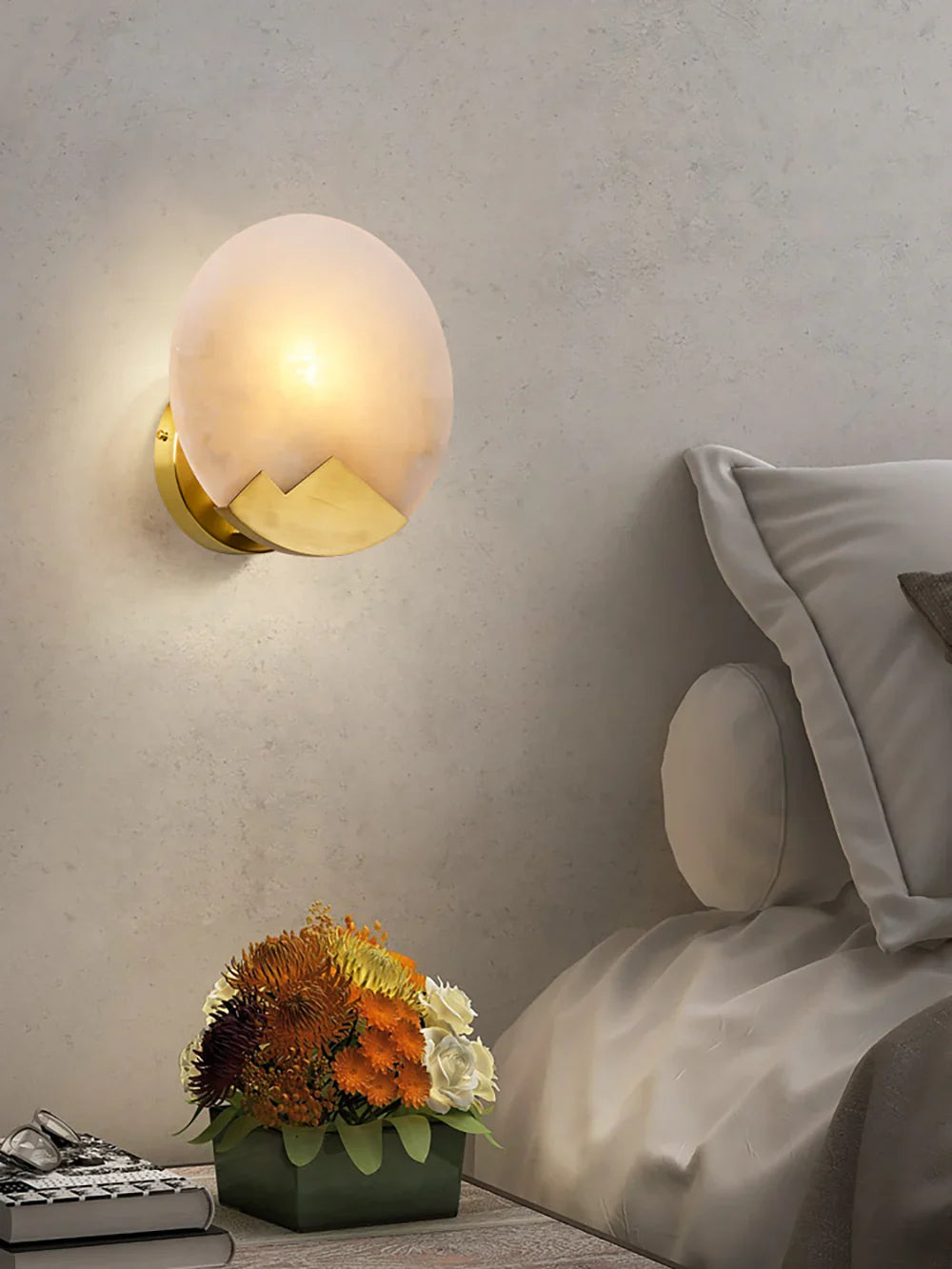 Modern Alabaster Brass Wall Light