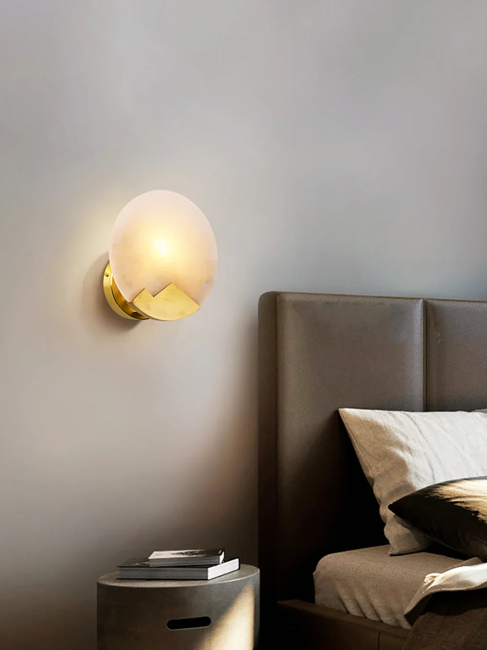 Modern Alabaster Brass Wall Light
