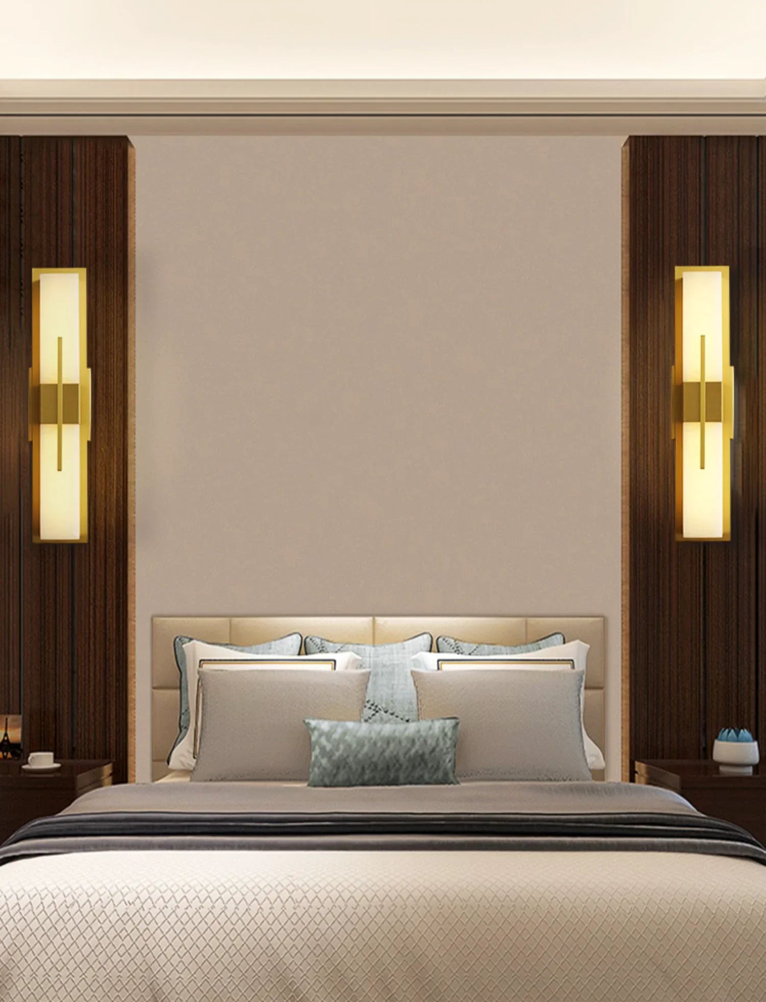 Modern Alabaster Cuboid Copper Wall Lamp