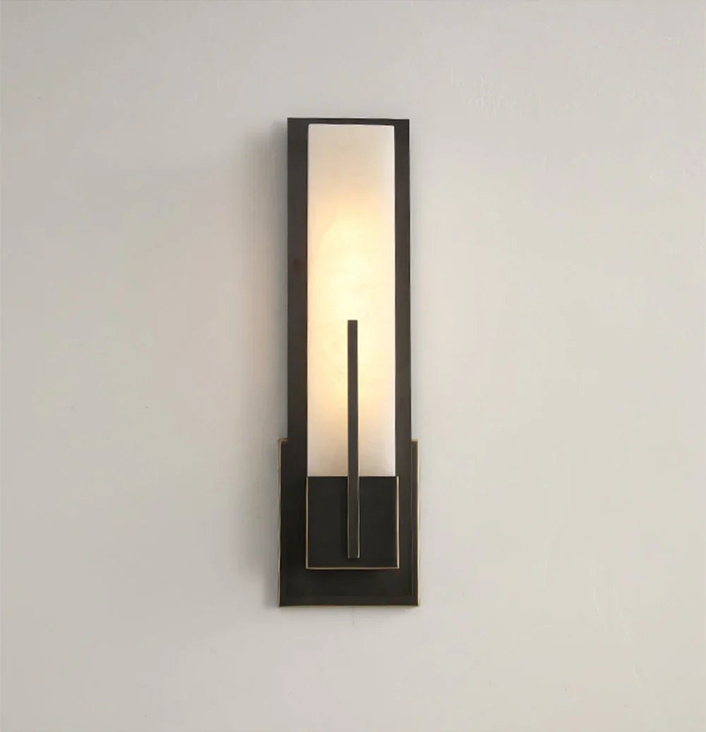 Modern Alabaster Cuboid Copper Wall Lamp
